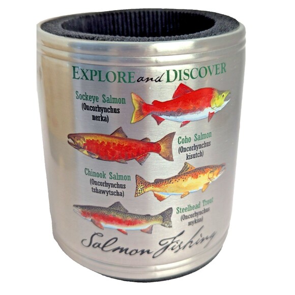 American Expedition Stainless Steel Can Cooler Angler Series Salmon Fishing Gift - Picture 3 of 9